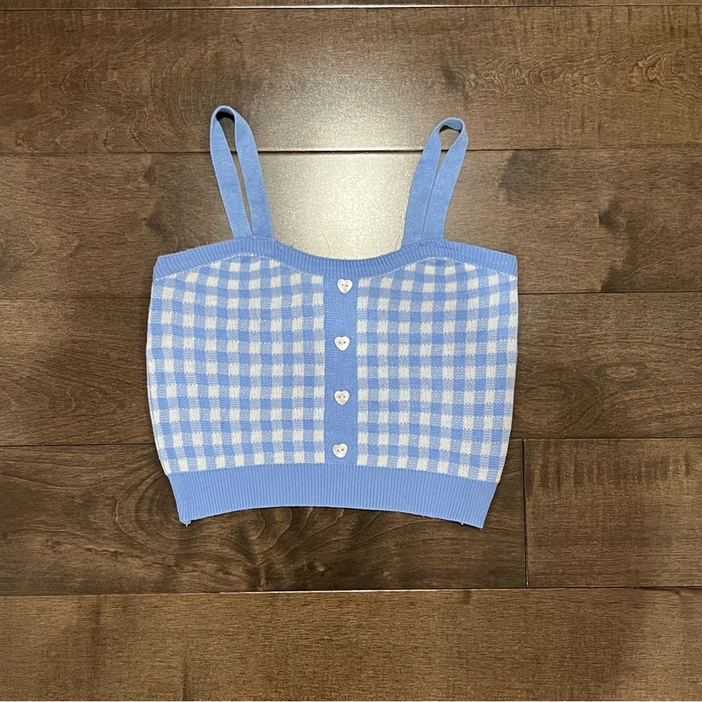 Blue Plaid Camisole Top